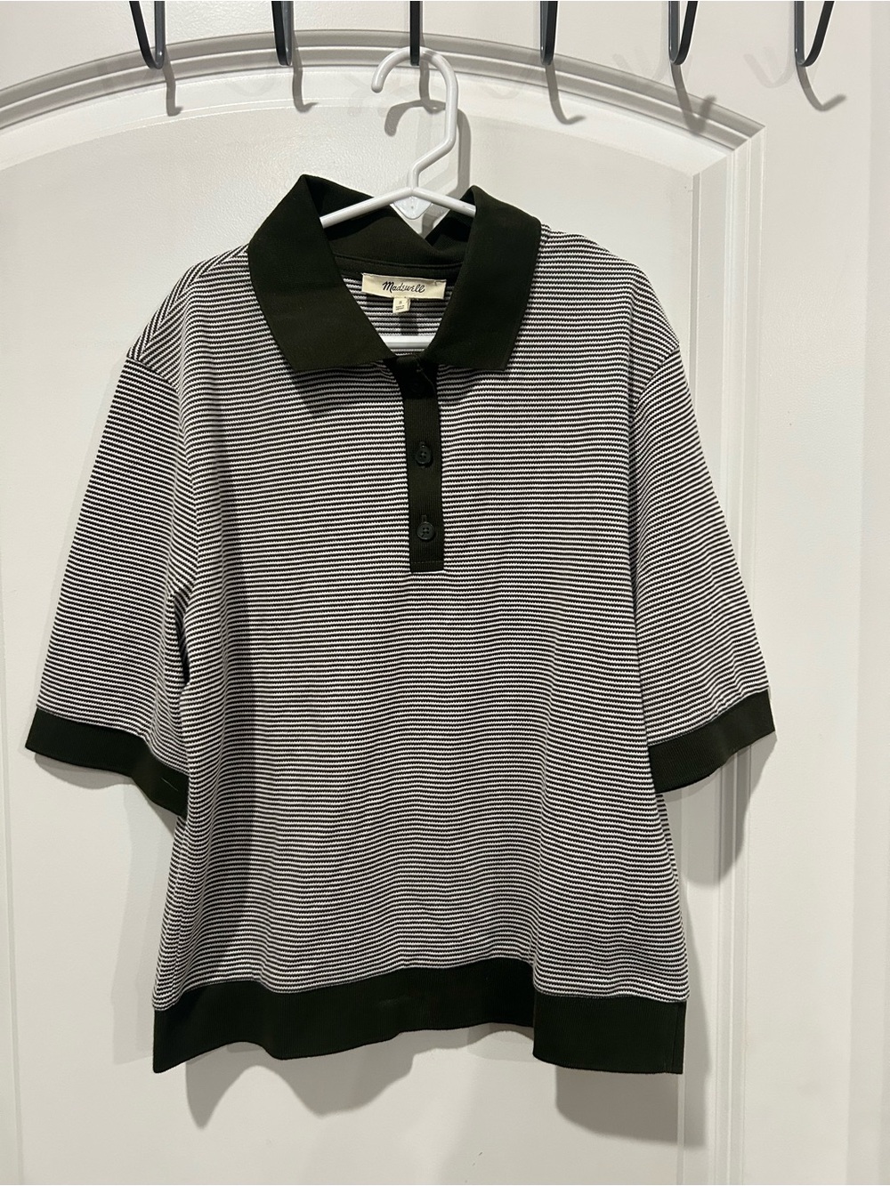 Madewell Olive Collar Striped Polo